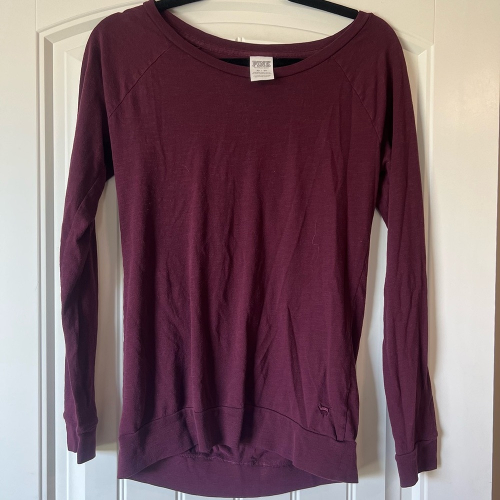 VS PINK Size XS Long Sleeve Burgundy Shirt